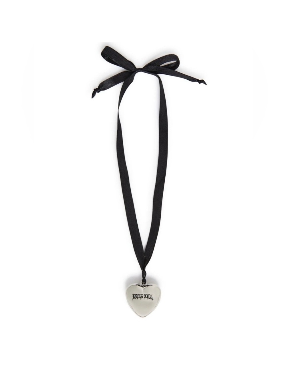 Dolls Kill limited edition Heart Pendant Ribbon Necklace in Black and Silver